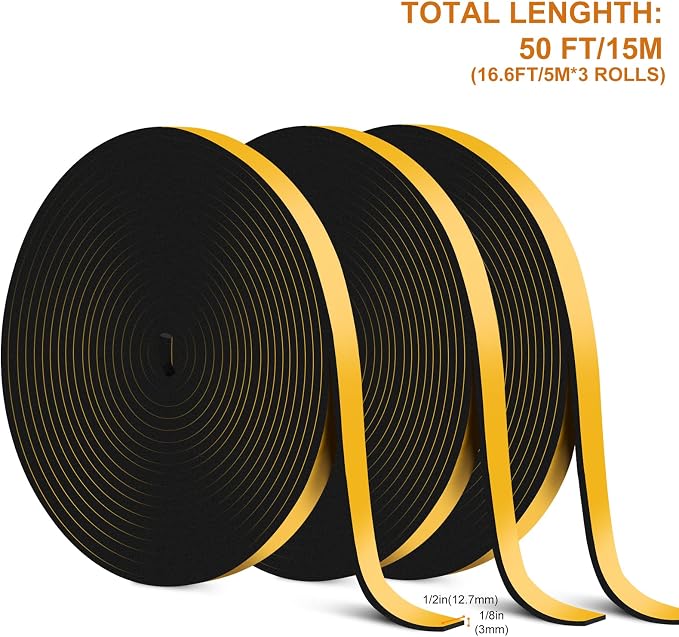 Ninsula 50Ft Door Weather Stripping, Strong Adhesive, Sound Proof, Door - Image 2