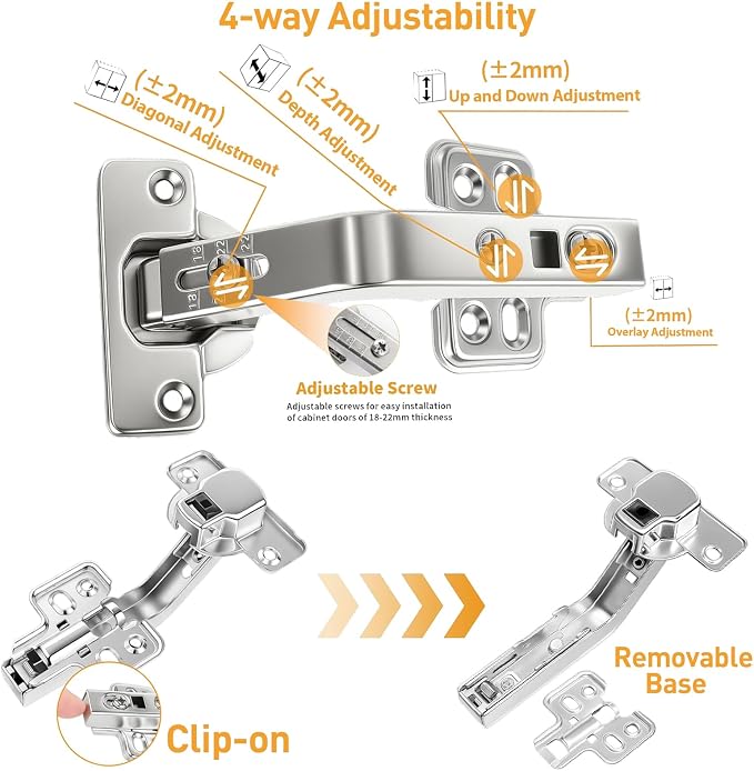 135 Degree Lazy Susan Hinge, 48mm Corner Kitchen Cabinet Hinges, 3D Adjust - Image 3