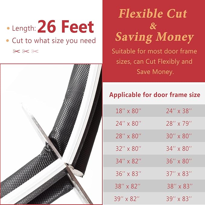 26 Feet Long Reach Weather Stripping Door Seal, V-Shaped Replacement Door Seal - Image 5