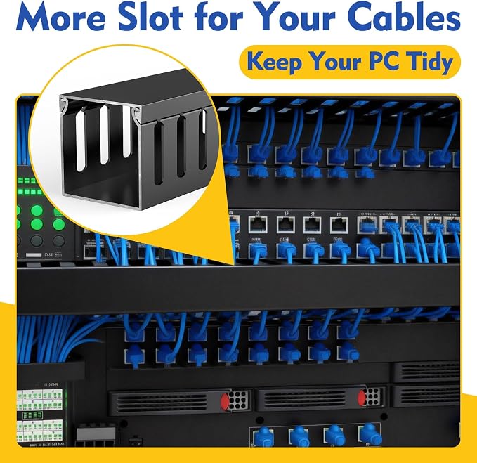 Open Slot Wiring Raceway Cable Duct, Cable Management Cord Track | 123" open - Image 7