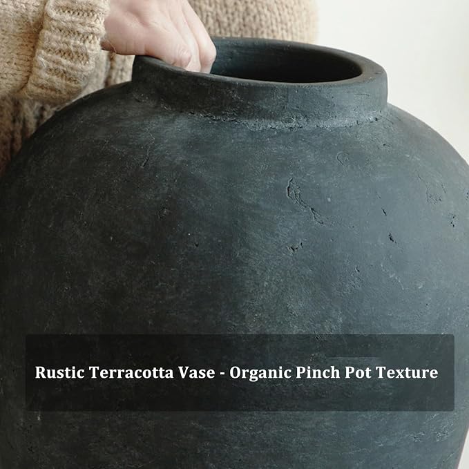 Large Ceramic Vase, Rustic Farmhouse Terracotta Flower Vase - Image 3