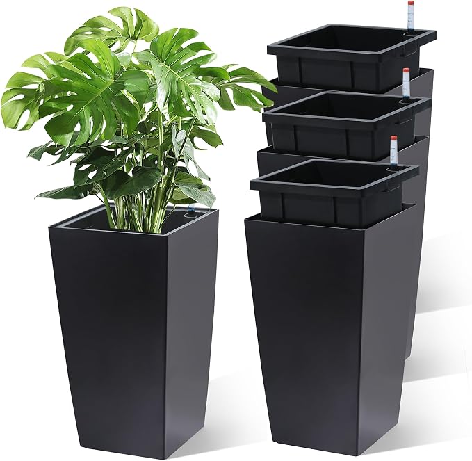 Garvee 16" Tall Planters Set of 4, Outdoor＆Indoor Planter Pots by Garvee