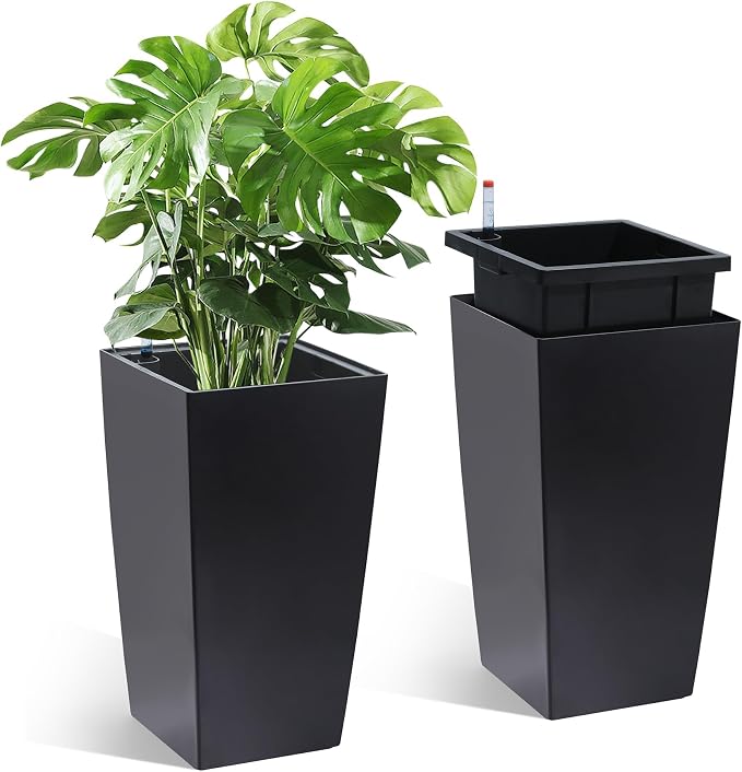Garvee 16" Tall Planters Set of 2, Outdoor＆Indoor Planter Pots by Garvee