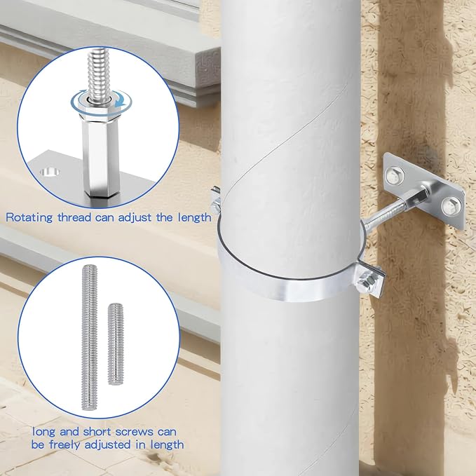 2 PCS 4 Inch Heavy Duty Adjustable Pipe Bracket | Galvanized Steel Split Ring - Image 3