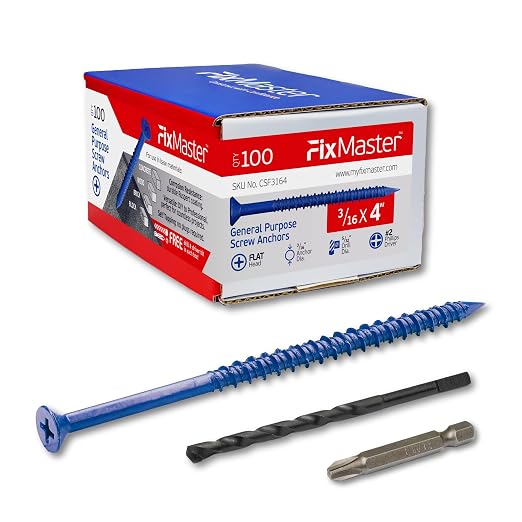 3/16 x 4 Countersunk Phillips Flat Head Blue Concrete Screw Anchors by Unknown