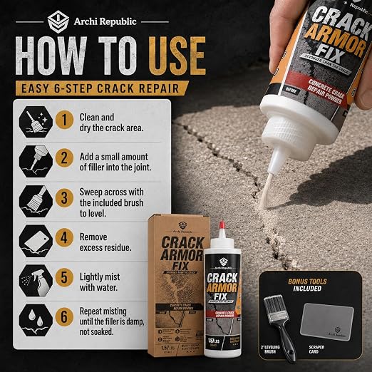 Concrete Crack Filler 1.57 lb, Water-Activated Permanent Repair - Image 4