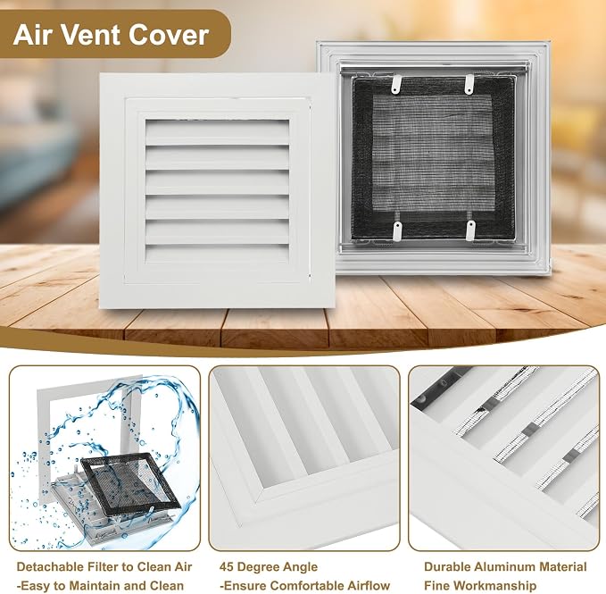 PATIKIL 10" x 10" Aluminum Return Grille, Return Air Vent Cover Linear Bar - Image 3