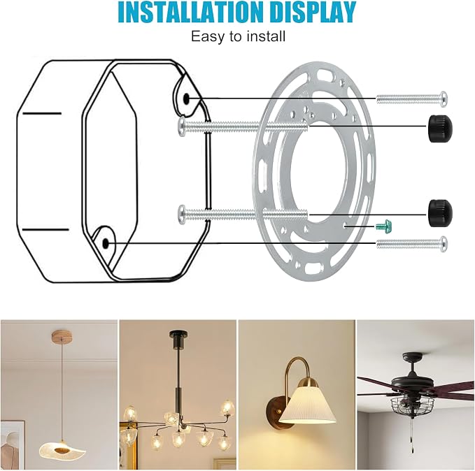 4 Pack Universal Light Fixture Mounting Bracket, 4 Inch Diameter | Ceiling - Image 7