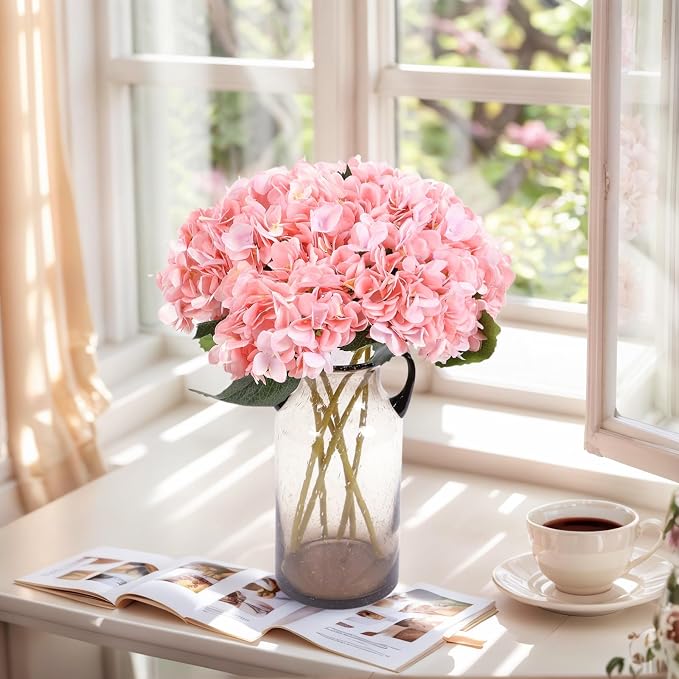 Kimura's Cabin 6pcs Artificial Hydrangeas Flowers Silk Hydrangea, Fake Flowers - Image 3