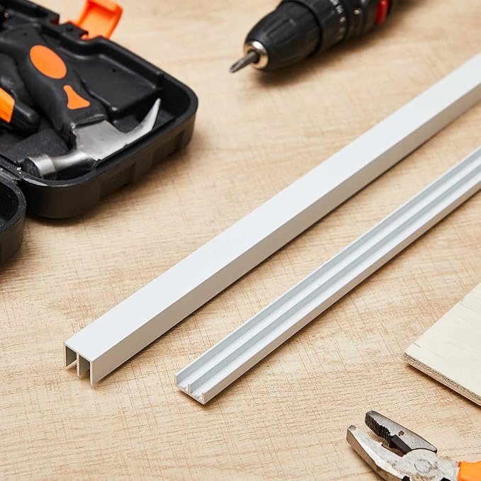 2 Set 3 ft White Aluminum Sliding Door Track Set - Image 7