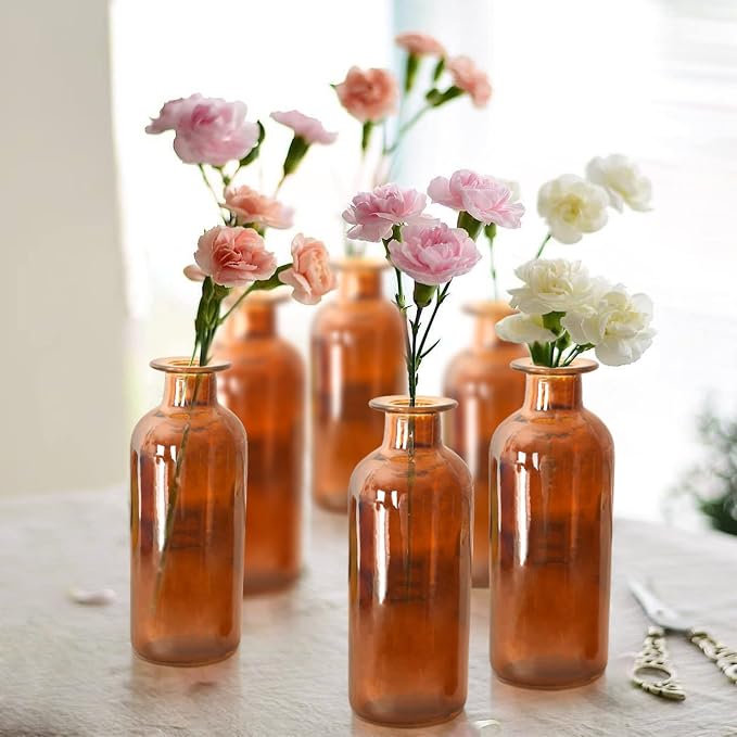 Amber Glass Bud Vase, 20 Pack 8 Oz Living Bud Vases, Small Vases - Image 2