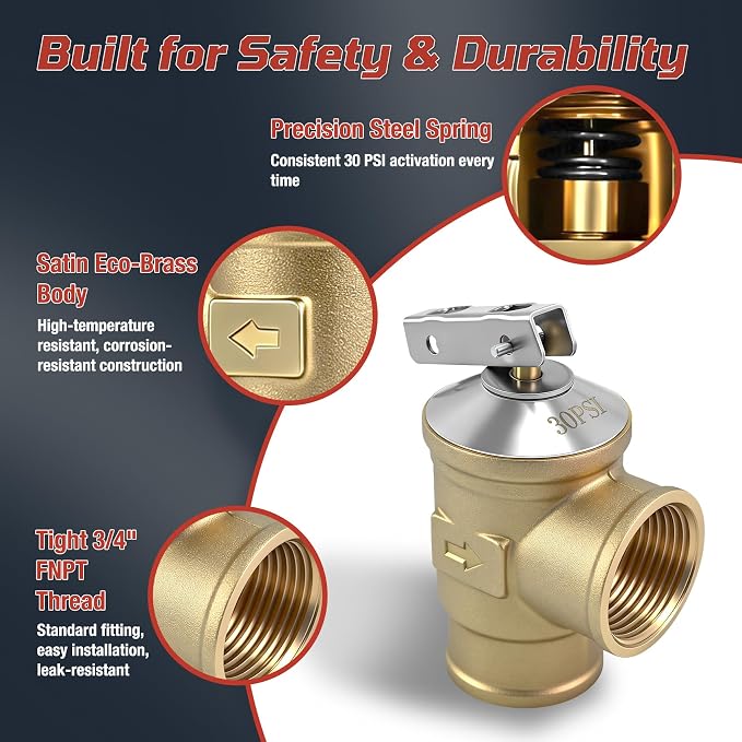 3/4" FNPT Female Inlet & Outlet – 30 PSI Automatic Pressure Relief Valve - Image 6
