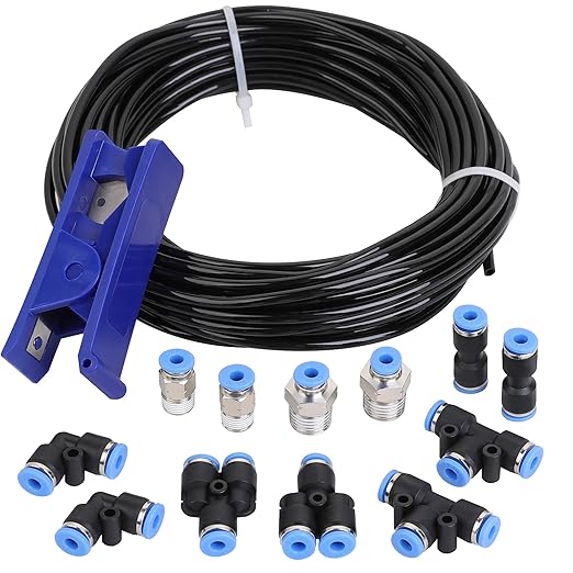 Air Line Tubing Kit, 5/32 Inch OD x 32.8 Feet Polyurethane PU Tube and Push to by Hromee