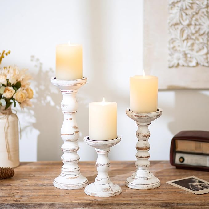 Romadedi Pillar Wood Candle Holders, Dining Tables Centerpieces. - Image 4