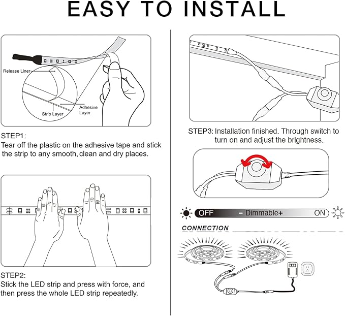 DAYBETTER White LED Strip Light, 40 ft Dimmable Bright Rope Lighting, 6500K 24V - Image 6