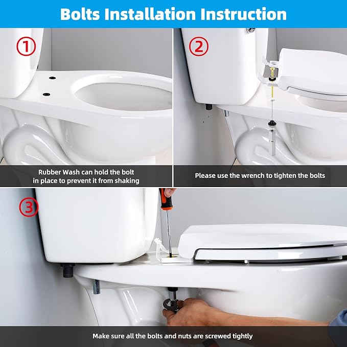 Hibbent 2 PCS Universal Toilet Seat Bolts Kit, Brass Bolts - Image 6