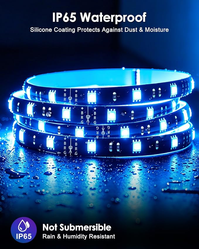 HitLights Waterproof LED Strip Lights Kit, RGB Color Changing Pre-Cut 4FT | UL - Image 2