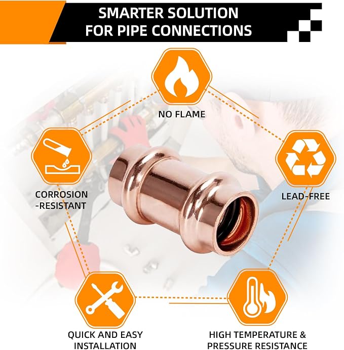 1/2" Copper Press Coupling Fitting - Image 3