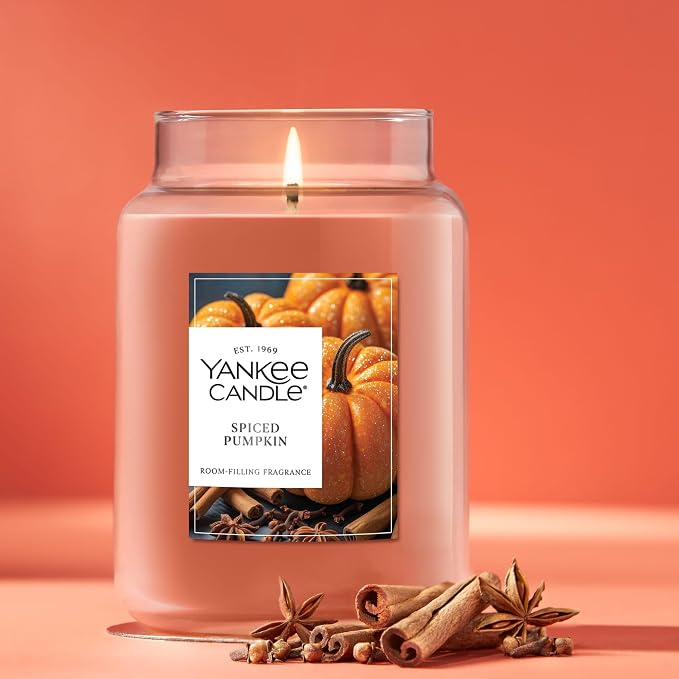 Yankee Candle Spiced Pumpkin, Fall Scented Candle, 22oz Large Jar - Image 4