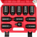 1/2 Drive Deep Impact Socket Set: 11-Piece Metric Size Wheel Axle Nut Wrench by SEDY