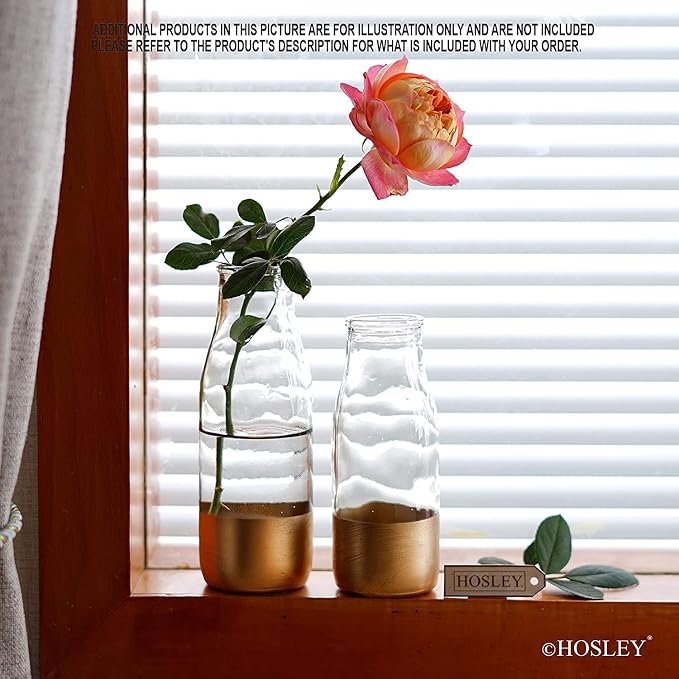 Hosley Set of 12 Small Bud Vases, 5.5" Gold Dip Glass Flower Vases in Bulk - Image 6