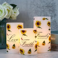 Sunflower Flameless Pillar Candles Battery Operated by DRomance