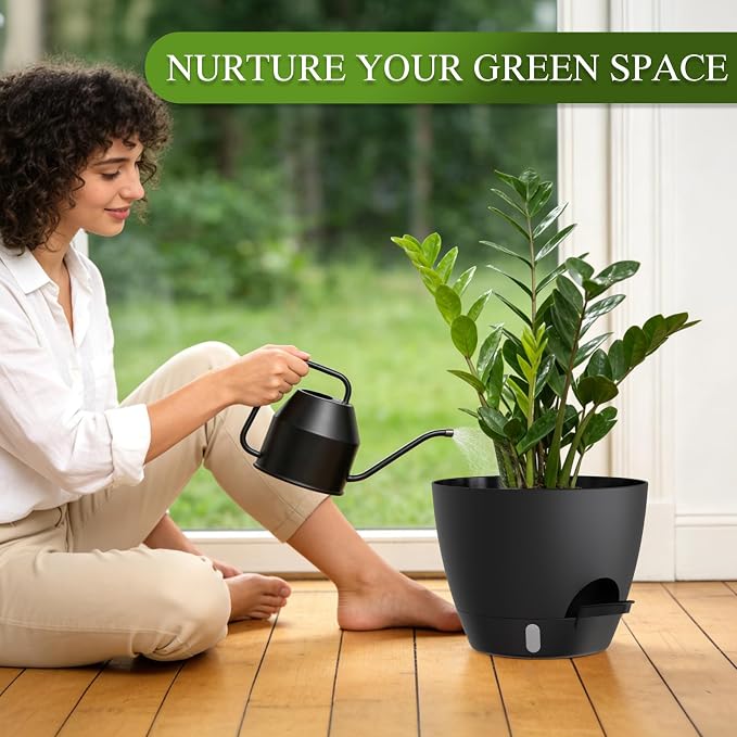 Self Watering Pots with Drainage Holes, 3 Pack 12/10/8 Inch Plant Pots with - Image 7