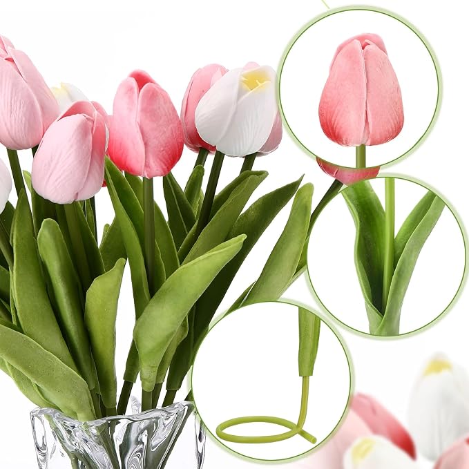 Janinka 150pcs Artificial Tulip Flowers Fake PU Tulips Faux Latex Bouquet - Image 5