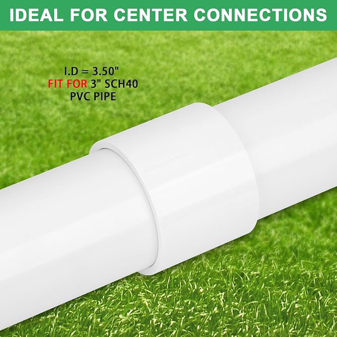 2Pack 3" PVC DWV Repair Coupling Adapter Pipe Fittings SCH40 3Inch PVC Slip - Image 3