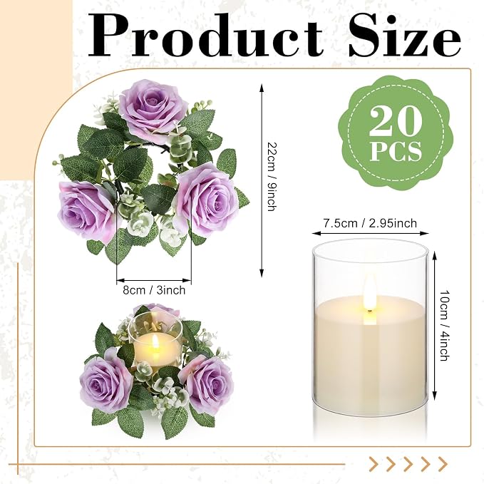 Yunlly 20 Pcs Rose Candle Rings - Image 2