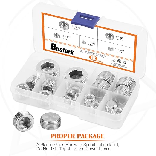 18 Pcs 304 Stainless Steel Pipe Plugs Assortment Set - Image 4
