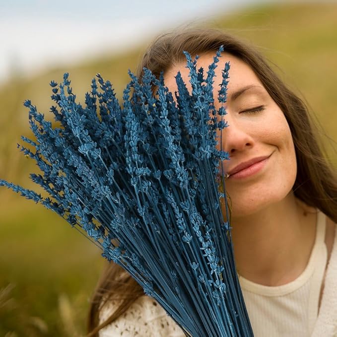 Glicrili Dried Lavender Flowers Real Stems Blue Bouquet - Image 5
