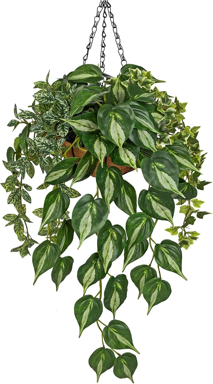 Fake Hanging Plant with Pot, Large Hanging Artificial Plants with Basket & by Oairse