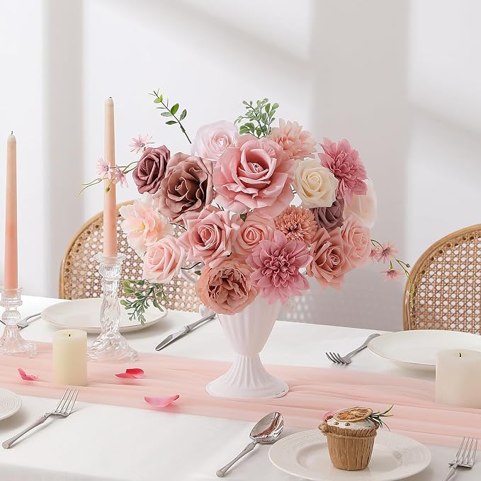 Artificial Flowers Fake Rose Flowers Dahlia - Image 7