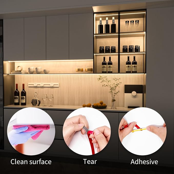 WOBANE Dimmable Under Cabinet Lights, 9.8ft COB LED Light Strip - Image 3