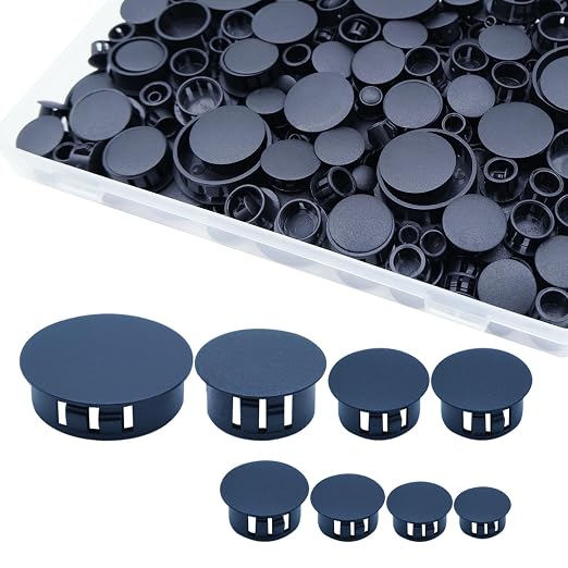 180PCS 8 Sizes Black Plastic Hole Plugs Assorted Plastic Plugs kit | Flush Type by uillcuet