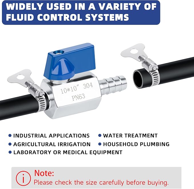 5/16" Double Barbed Ball Valve, Stainless Steel, - Image 6