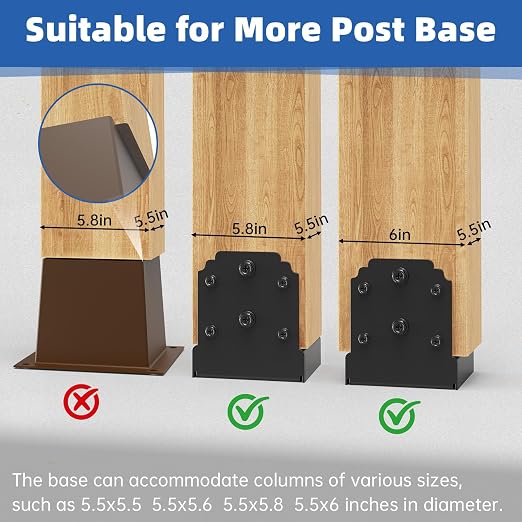 6x6 Post Base, Concealed Fastener Concrete Post Anchor, Elevated Post Base | - Image 8
