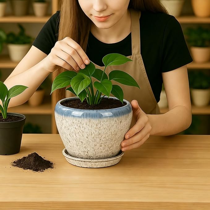 Deep Dream 8 Inch Plant Pots- Ceramic Pots - Image 5