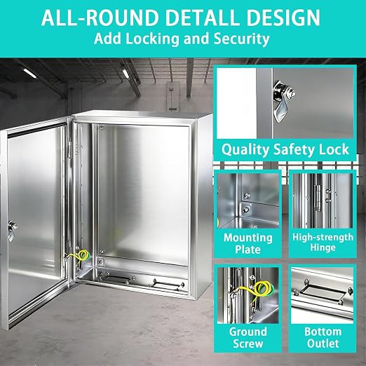 Yongchen Electrical Enclosure 12x8x6 Inch 304 Stainless Steel Enclosure IP66 - Image 4