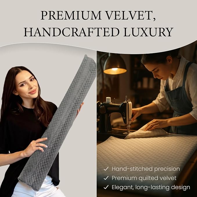 Ciieyuo Velvet Door Blocker for Bottom of Door, Adjustable 26–30 Inches | Door - Image 2