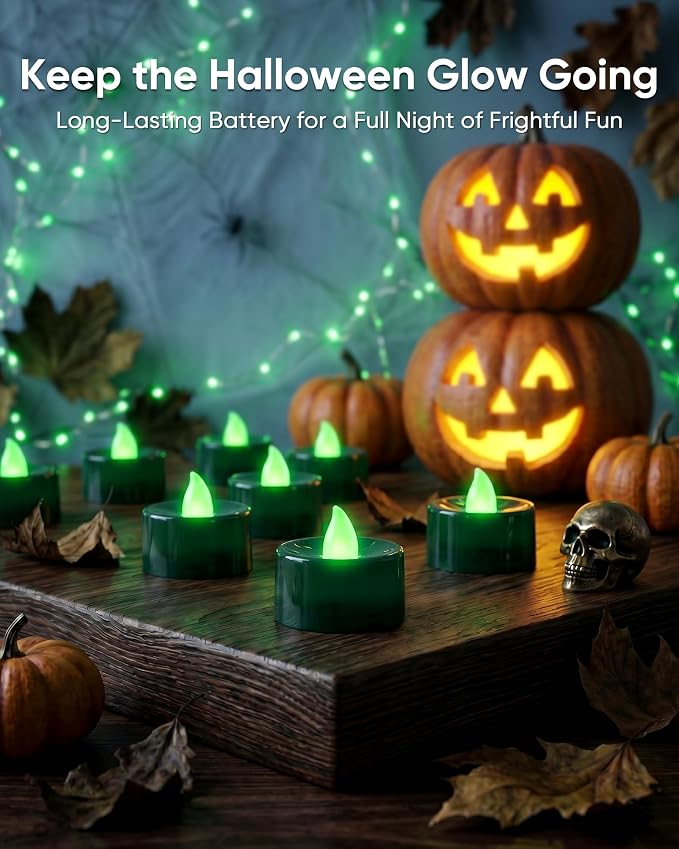 Homemory 24-Pack Green Flameless Battery Tealight Candles, 200+ Hours | - Image 6