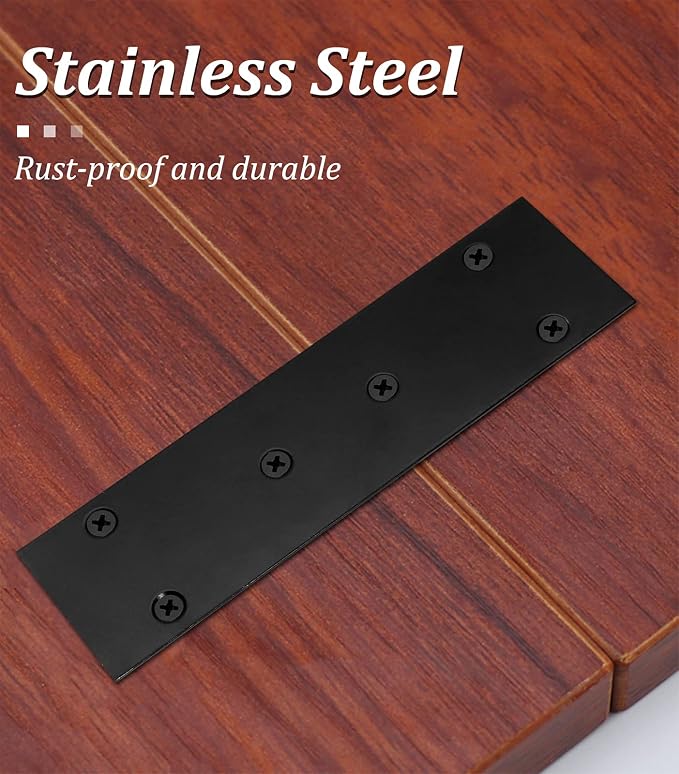 Bonsicoky 4Pcs Flat Straight Brace Brackets, 6.7 x 1.9 / 169 x 48mm | Stainless - Image 3
