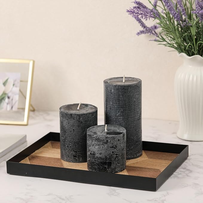 3x4 Inch Black Pillar Candles Set of 3 - Image 4