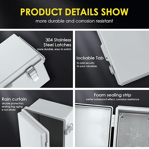 IP67 Outdoor Electrical Junction Box Waterproof 10.2"x6.3"x3.9" | Weatherproof - Image 4