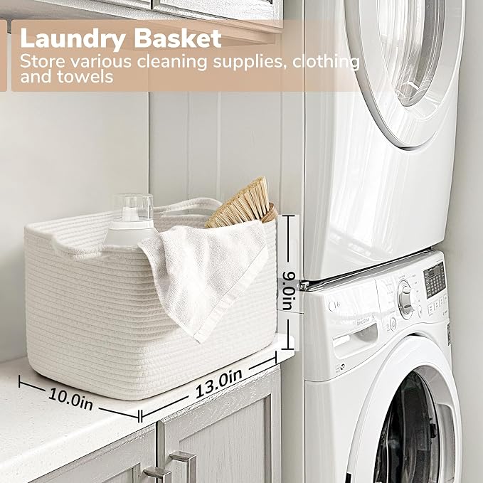 Goodpick Woven Storage Basket for Shelves, Cotton Rope Baskets for Books - Image 6