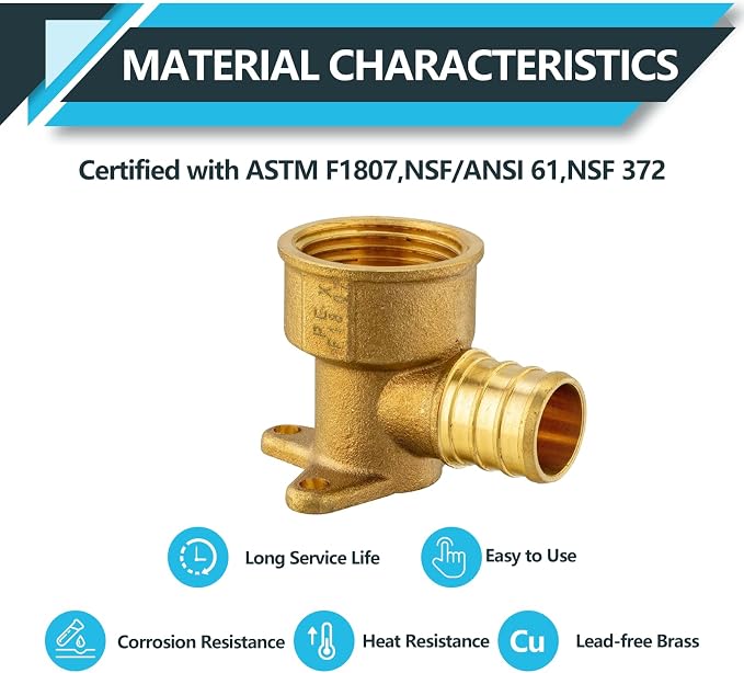 PEX Fittings, Pex 3/4"x3/4" Female Threaded NPT Drop Ear Elbow Adapter - Image 3