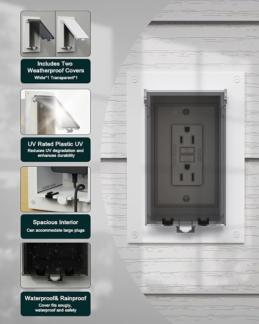 Recessed Outlet Box, DBVR1W-1 Low Profile Exterior Electrical Outlet Box - Image 3