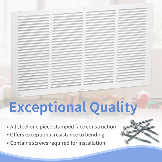 Howeall 24"W x 14"H Steel Return Air Grille, Air Return Vent Cover - Image 2