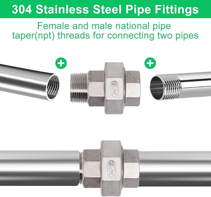 2Pcs Cast Pipe Fittings Union, 3/4" NPT Male x 3/4" NPT Female Thread 304 - Image 7